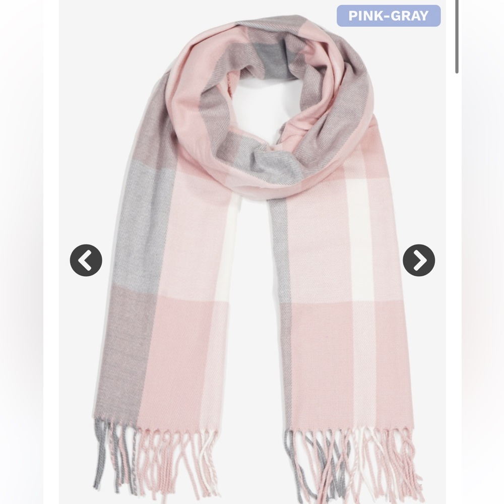 Elegant Pink and Gray Plaid Scarf